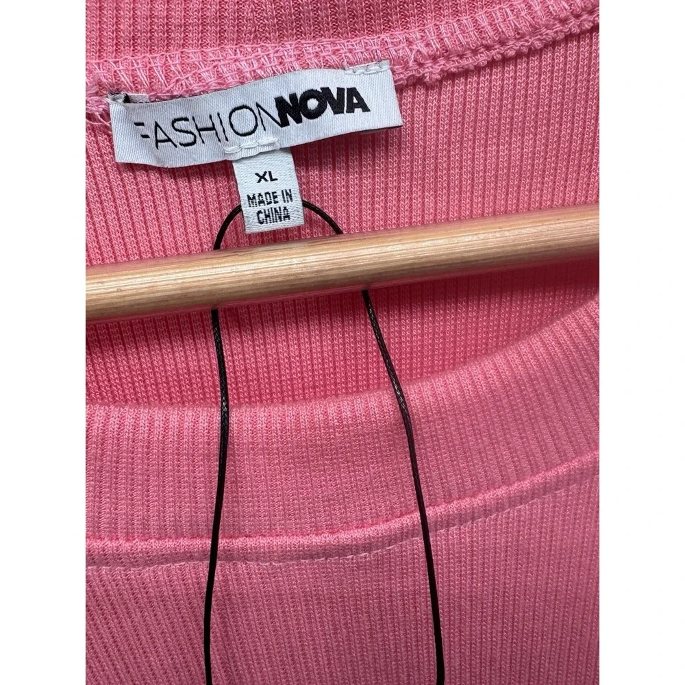 Fashion nova Puff Long Sleeve T Shirt Dress Short Hot Pink Sz XL Barbiecore NWOT - Picture 8 of 11